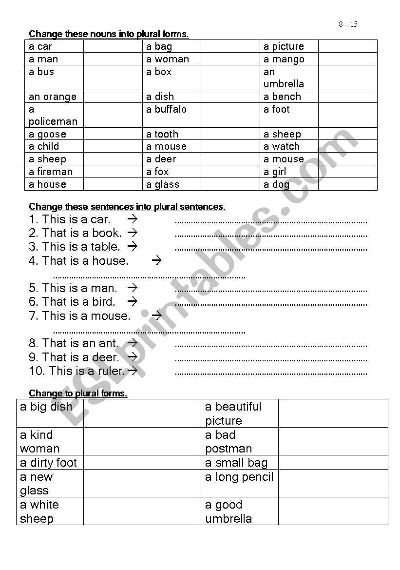 Singular - Plural Form, There is/are, Here is/are, Subject Pronoun, Verb to be, Verb to have