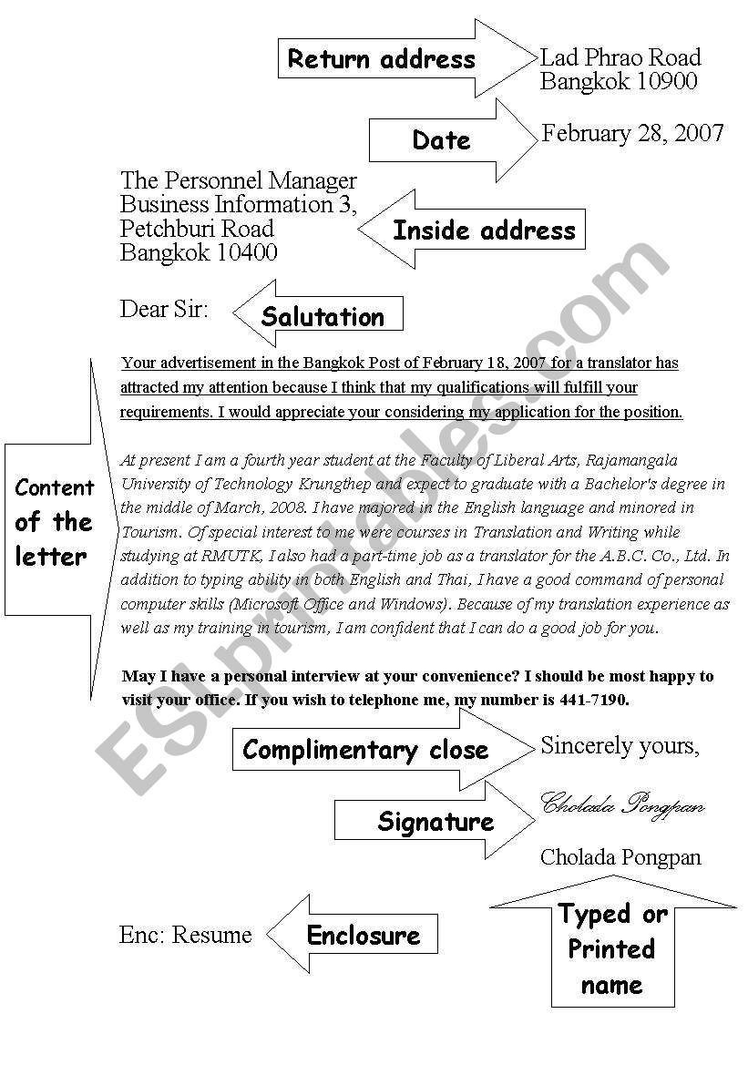 Letter Format worksheet