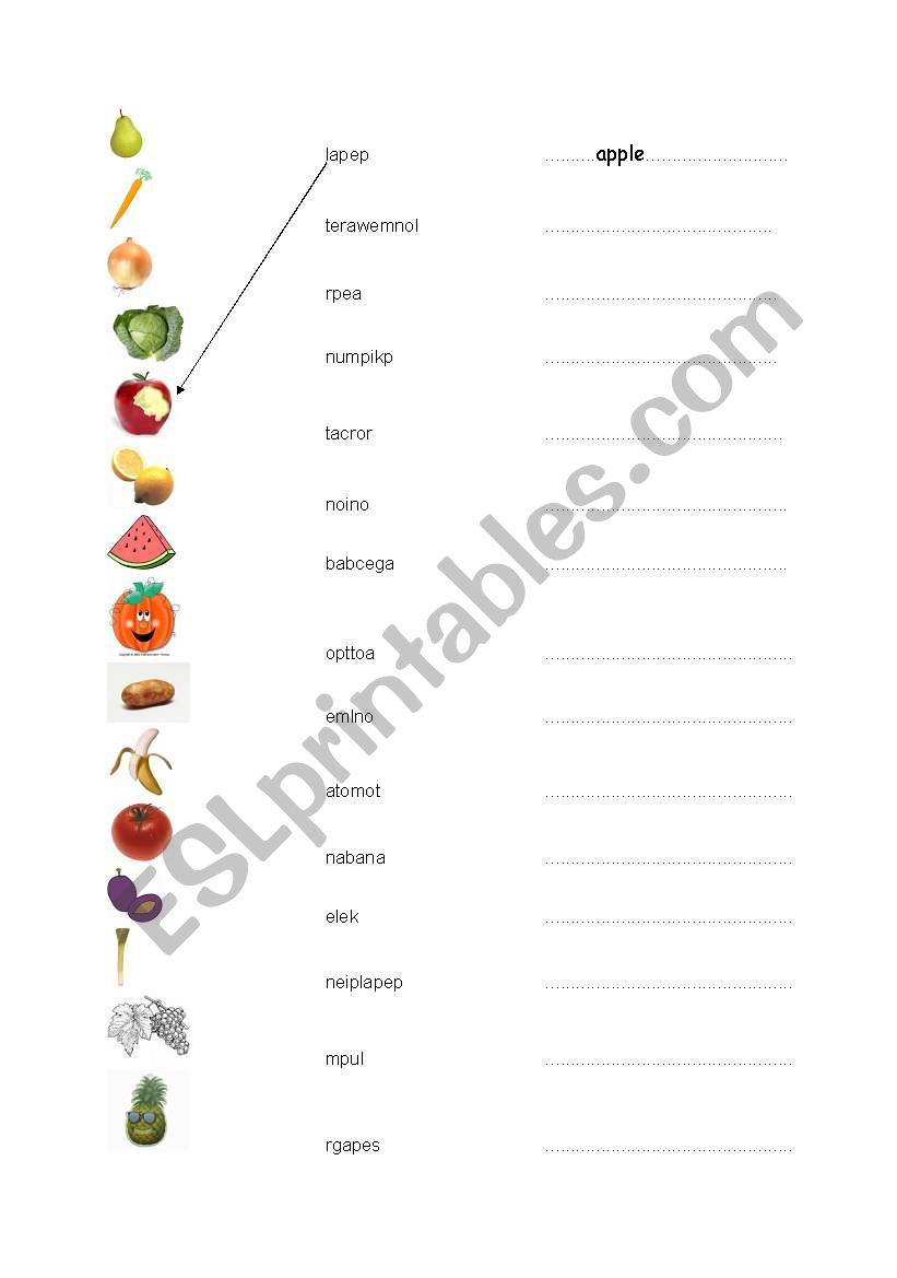 Fruit & Vegetables activity:) worksheet
