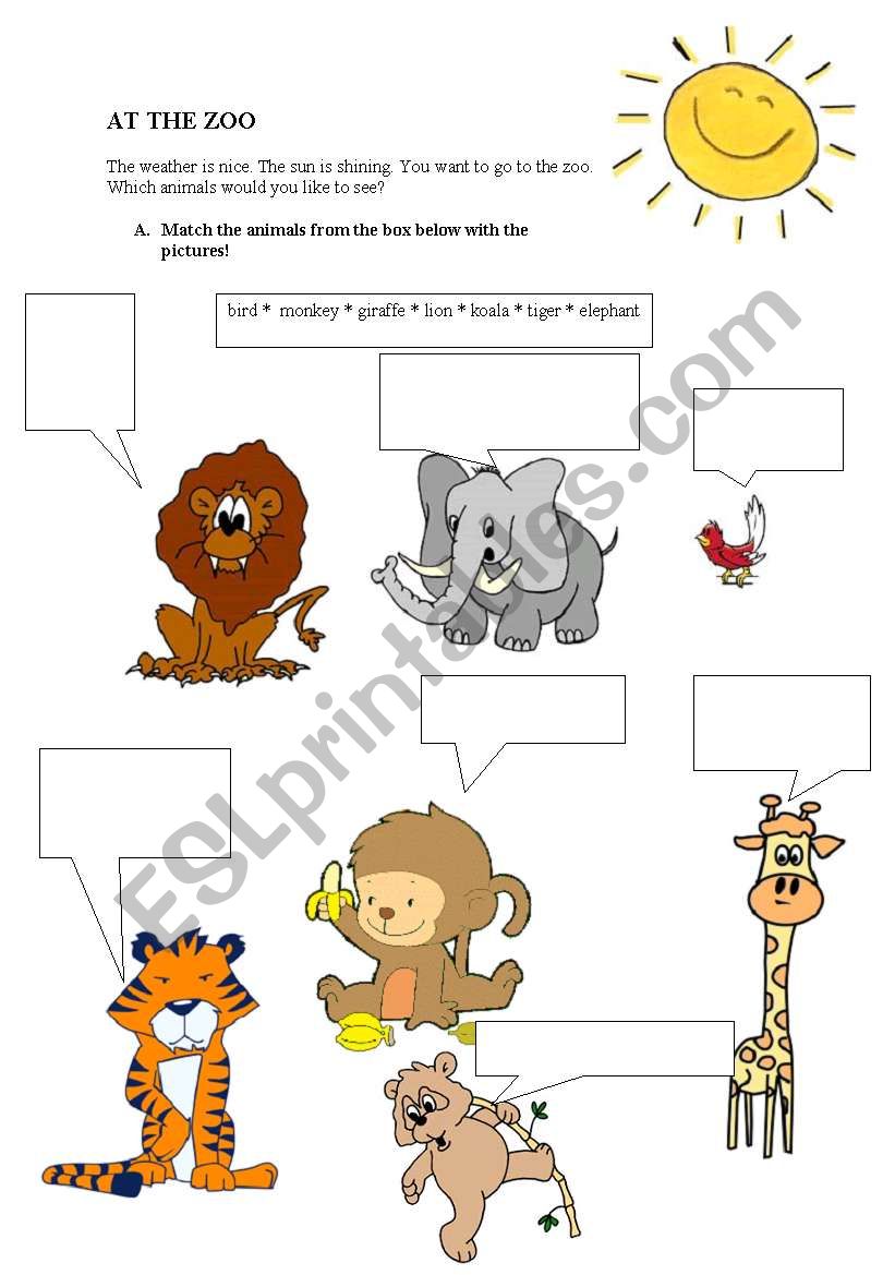 AT THE ZOO worksheet