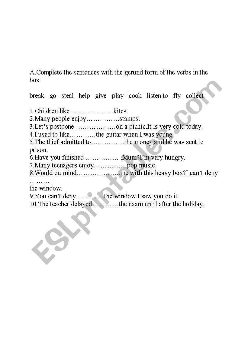 infinitive and gerund worksheet