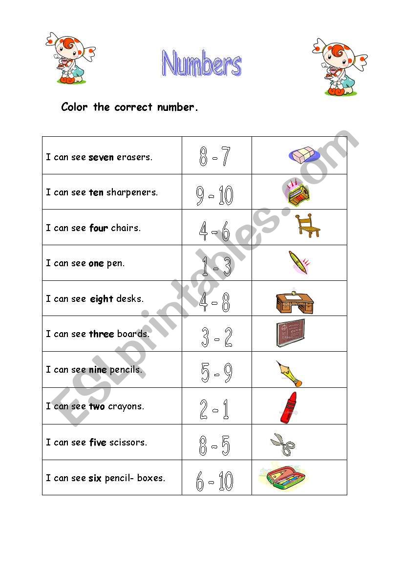 Color the Number worksheet