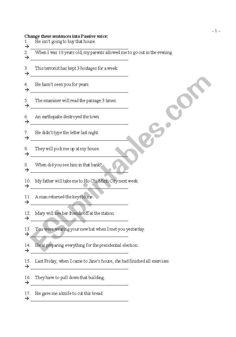 passive voice worksheet