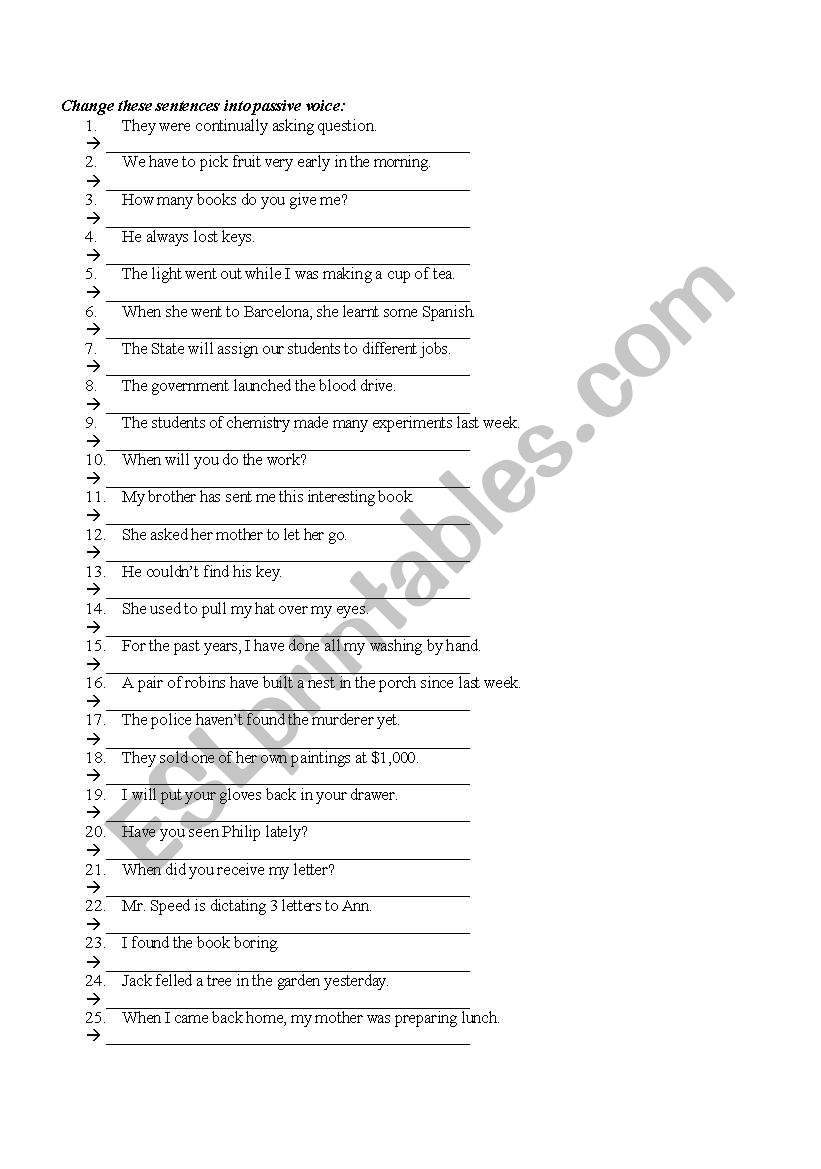 passive voice worksheet