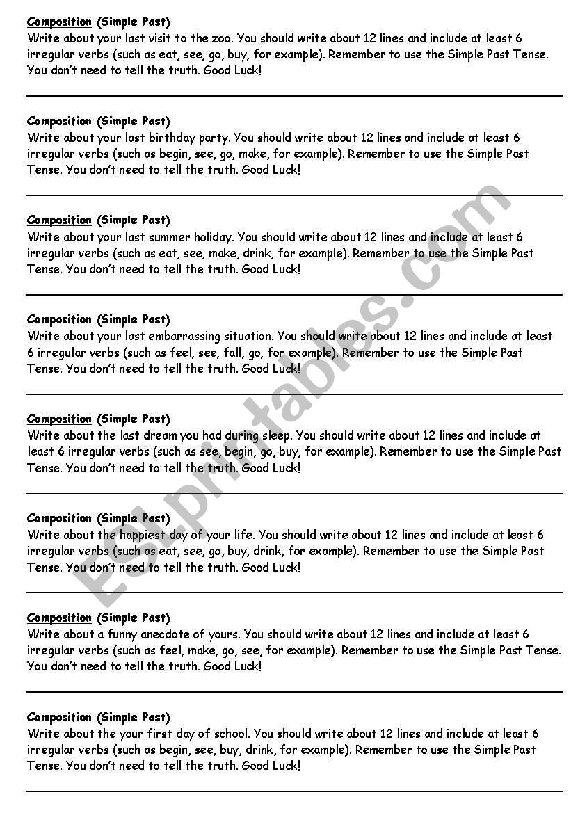 Composition Prompts worksheet