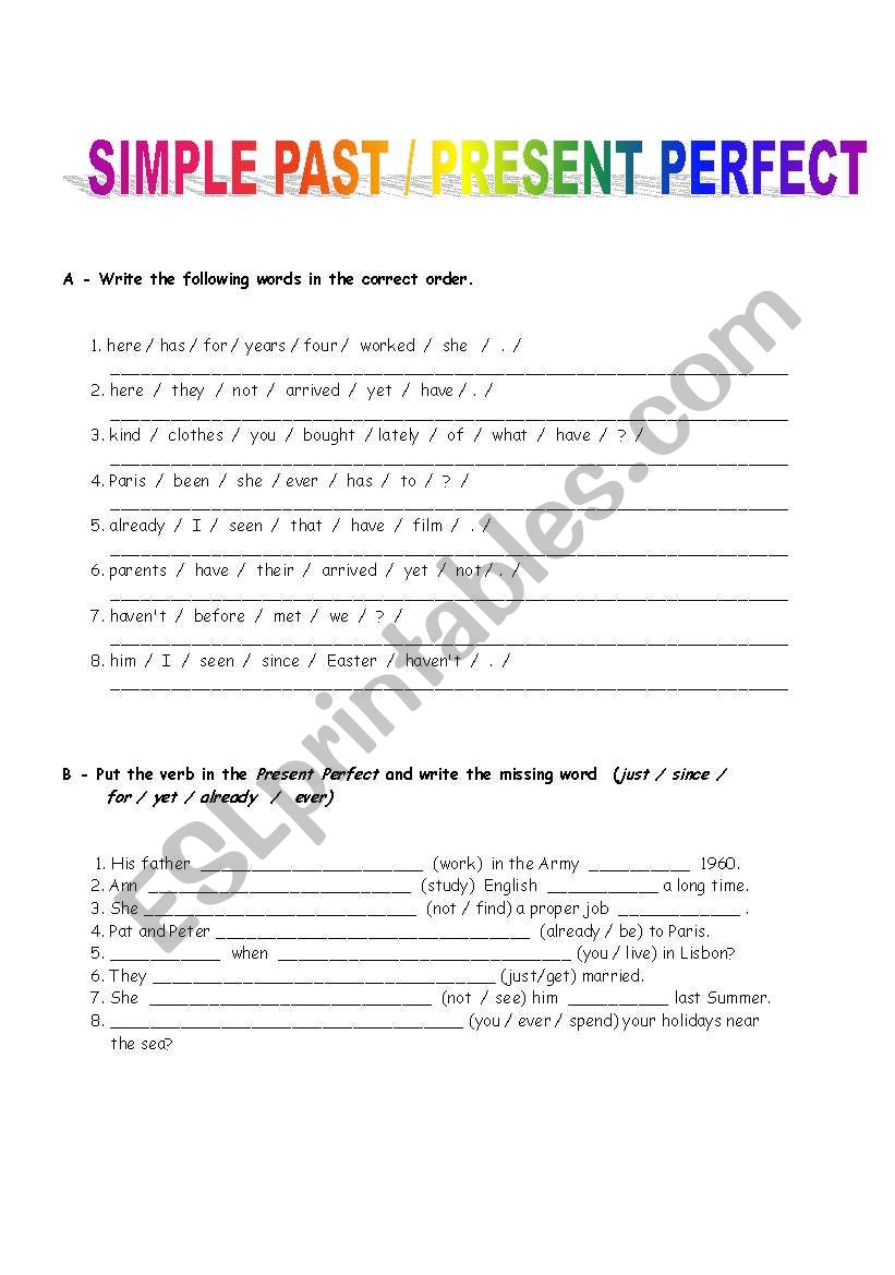 PAST SIMPLE / PRESENT PERFECT worksheet