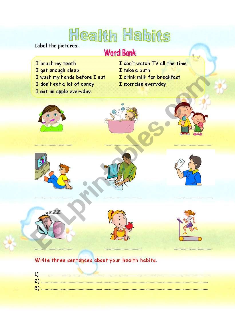 Health Habits worksheet