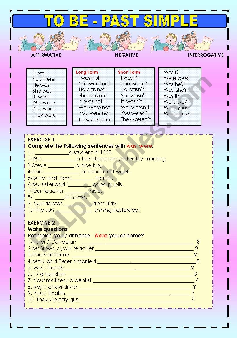 TO BE - PAST SIMPLE worksheet