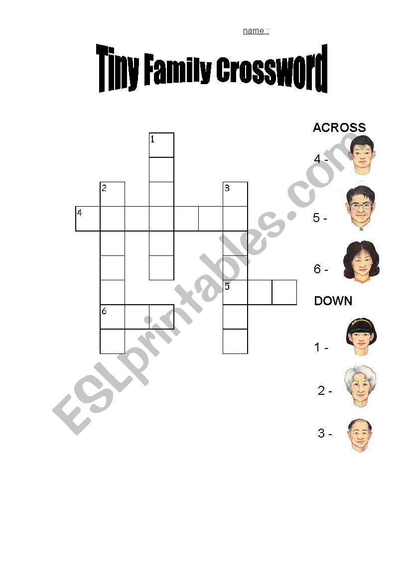 Tiny Family Crossword worksheet