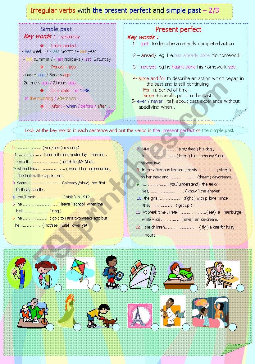 irregular verbs with present perfect and simple past 2/3