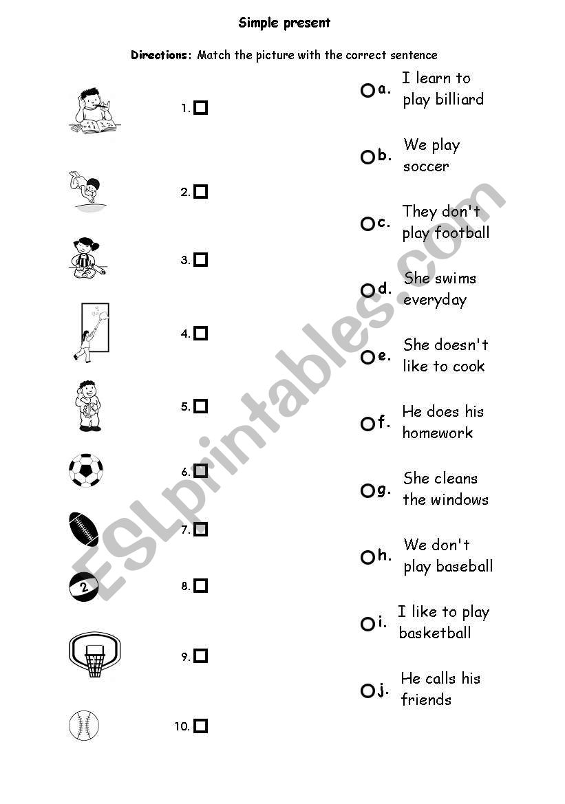 vers matching worksheet