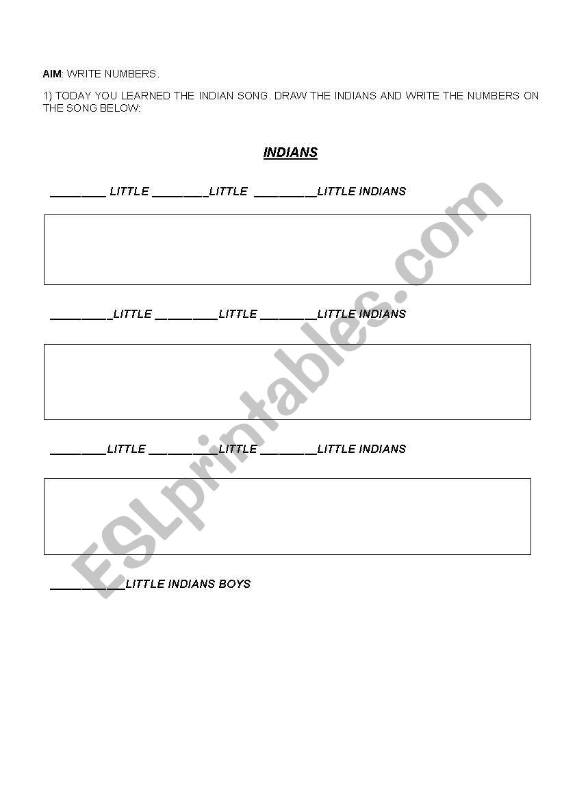 Indians song - Counting and writting numbers