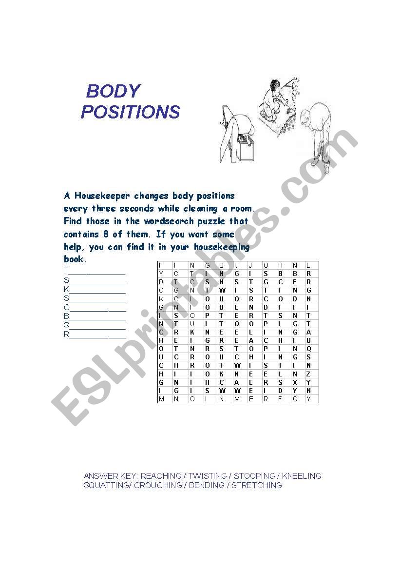 BODY POSITIONS worksheet