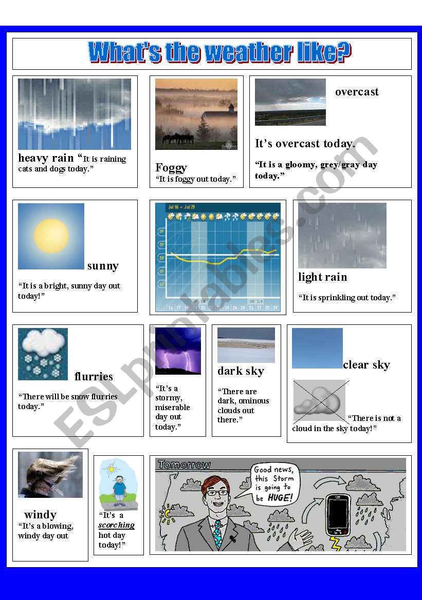 WEATHER PICTIONARY FOR LOWER INTERMEDIATE #2