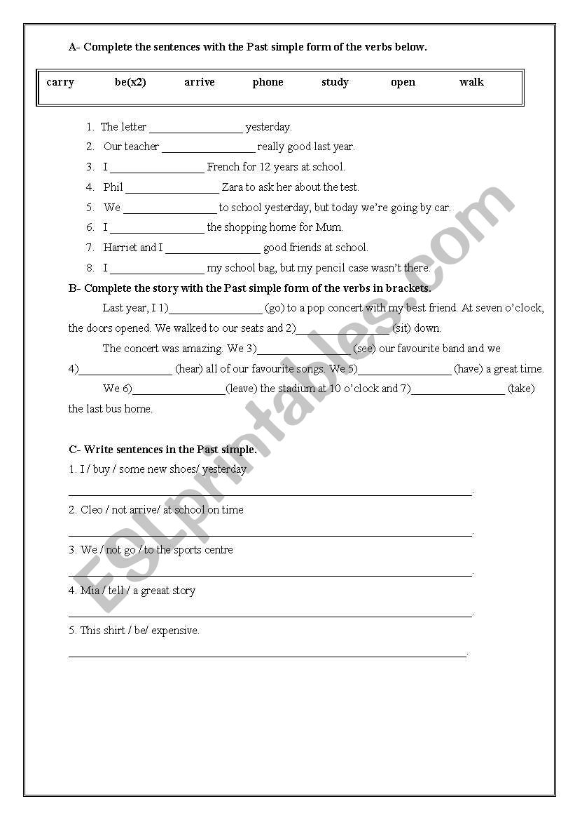 Revision worksheet