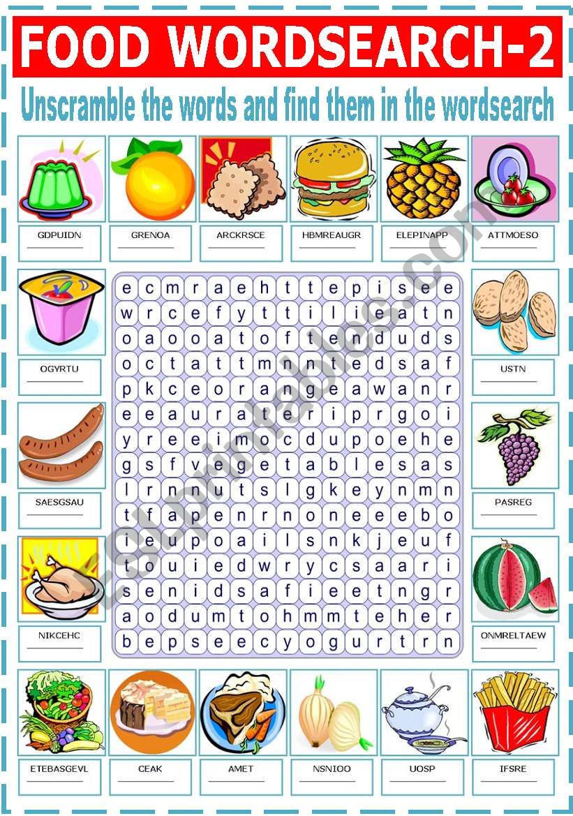 FOOD WORDSEARCH -2 worksheet