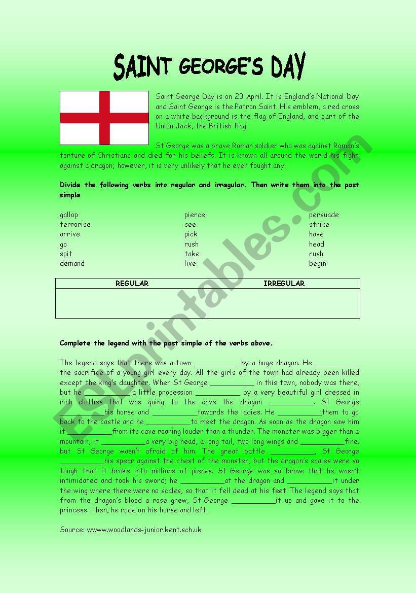 Saint GeorgeÂ´s Day worksheet