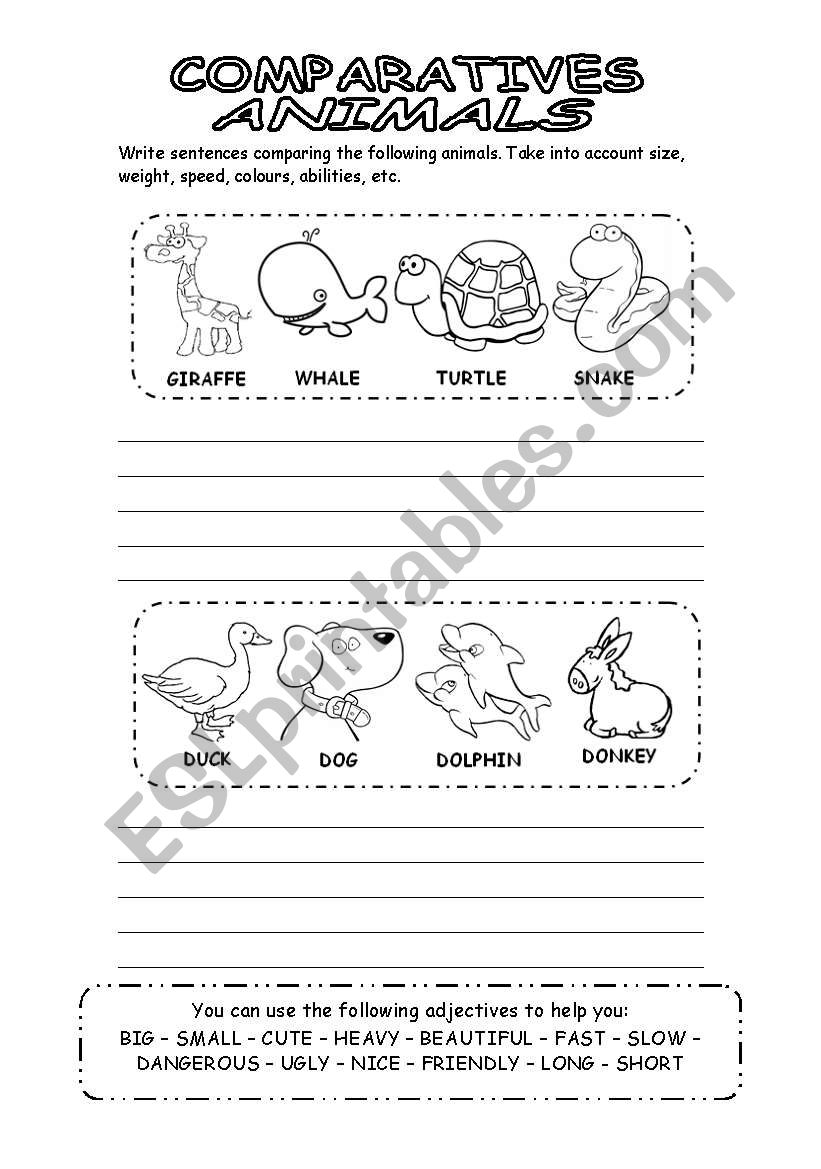 Comparatives Animals worksheet