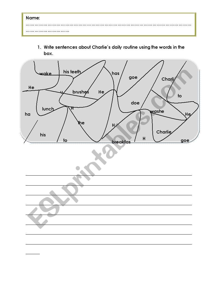 daily routine worksheet