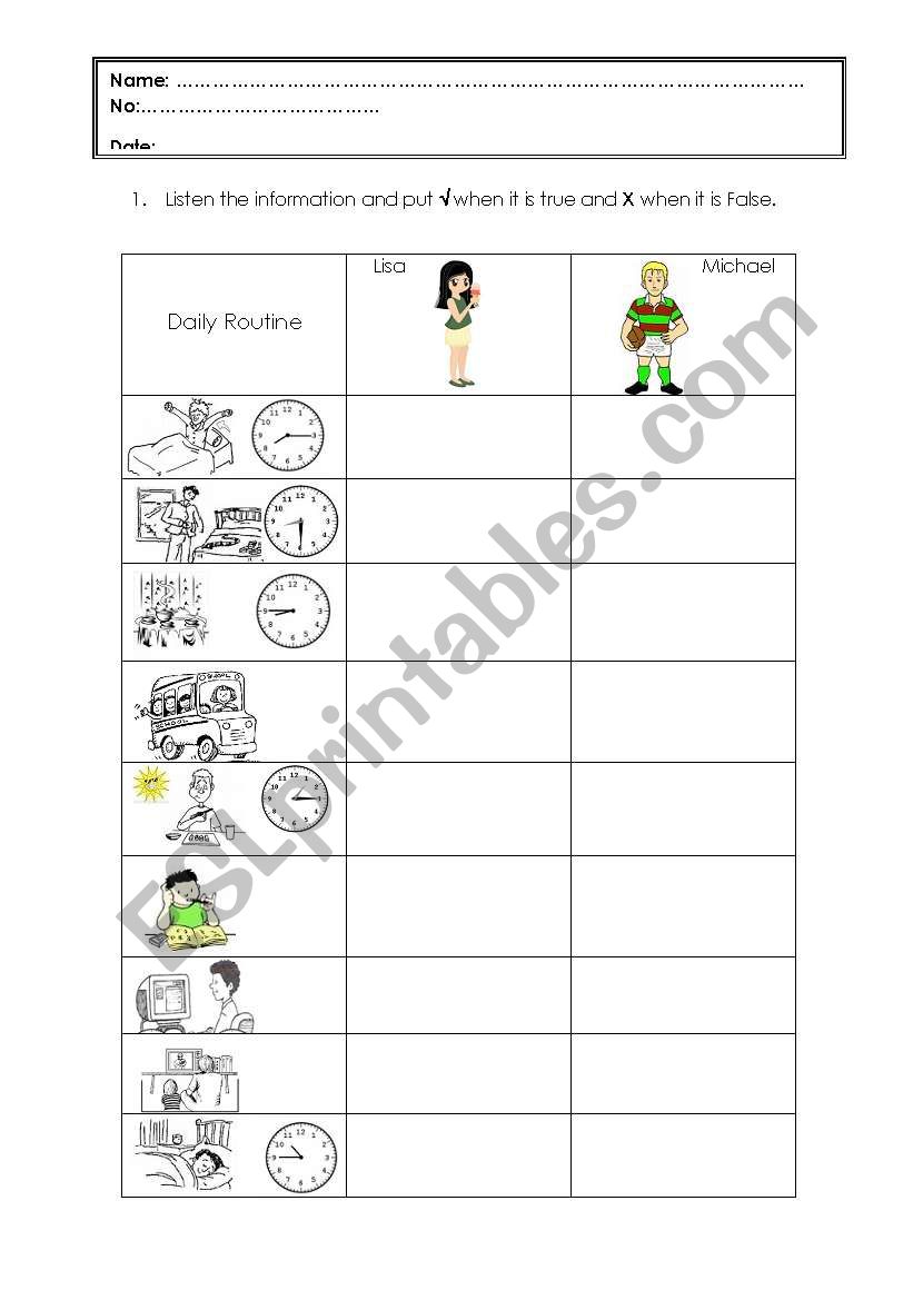 Daily Routine worksheet