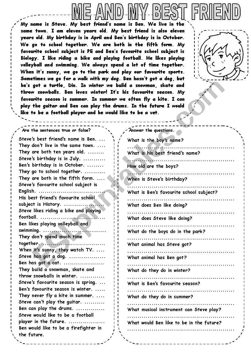 ME AND MY BEST FRIEND (2) - ESL worksheet by Kamilam