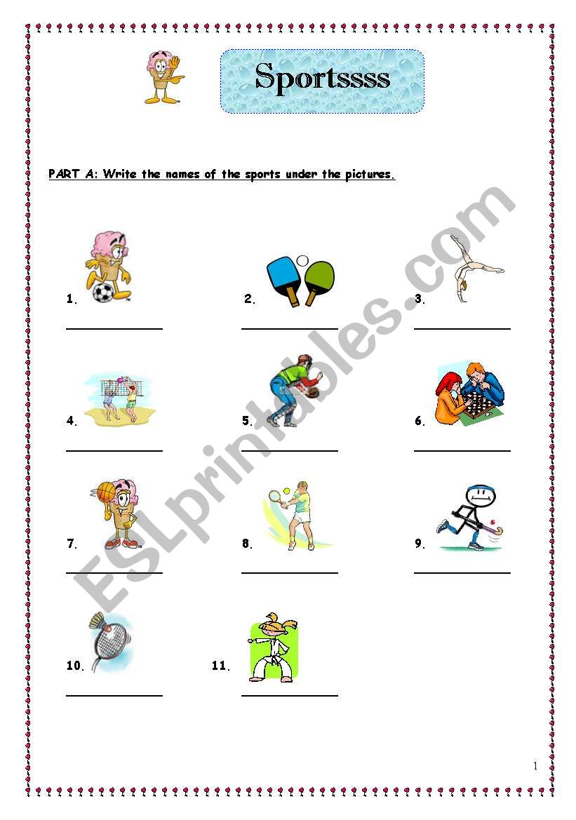 sports worksheet