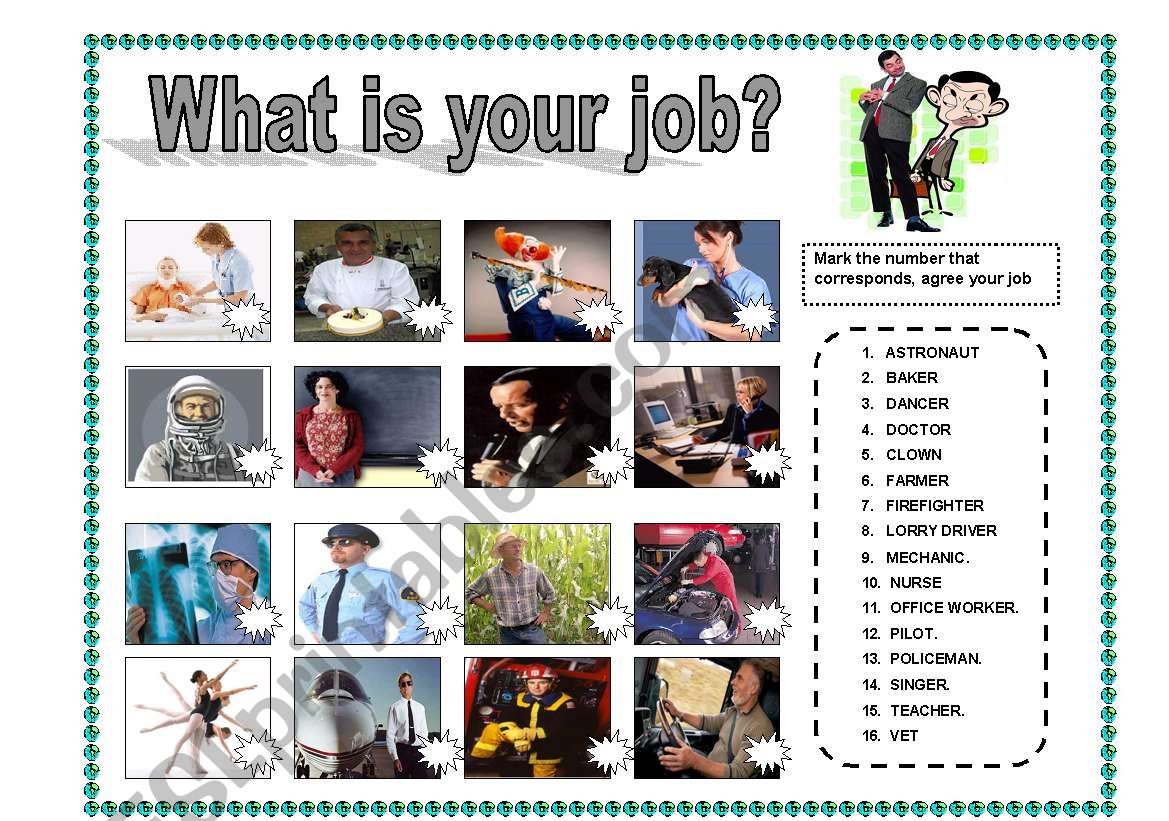 what is your job? worksheet