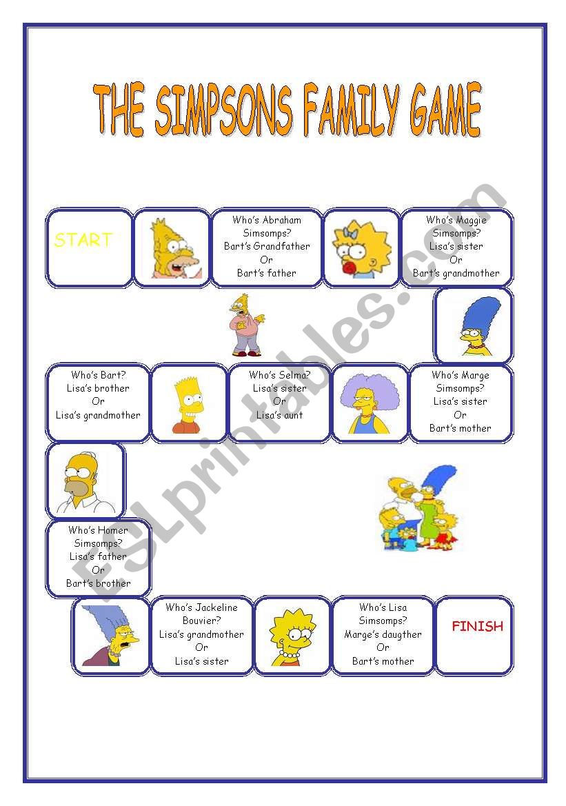 The Simpson Family Game worksheet