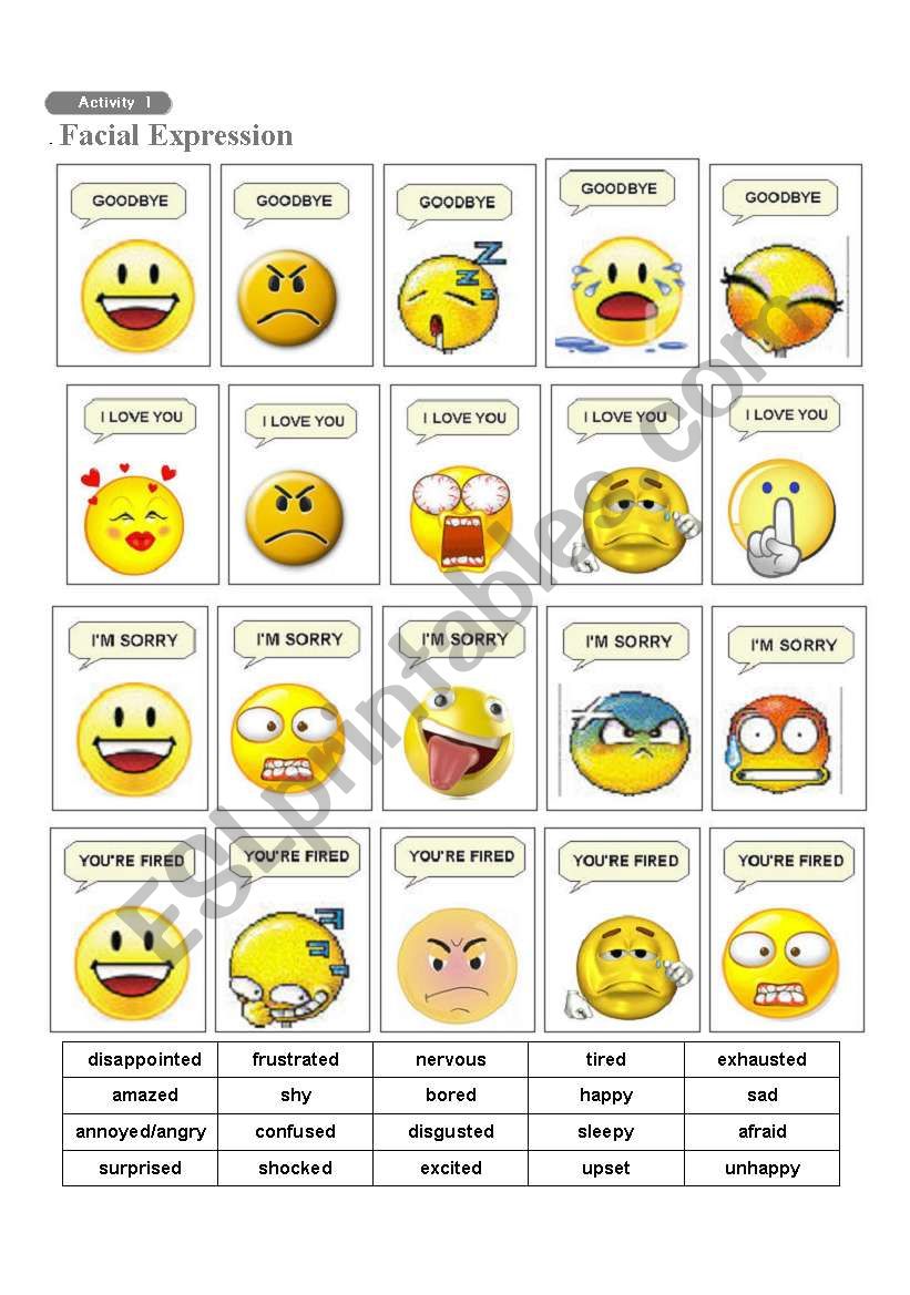 Facial Expression Practice worksheet