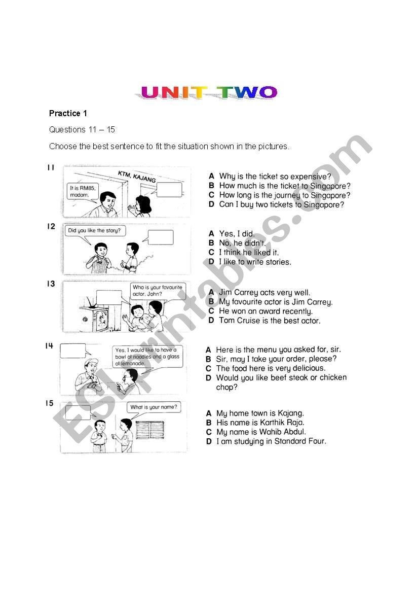 situations worksheet