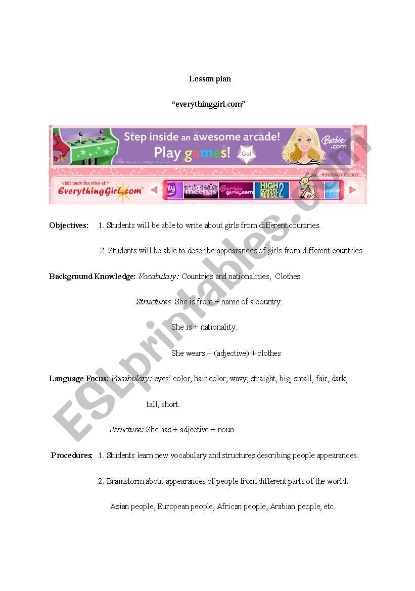 everythinggirl.com lesson worksheet