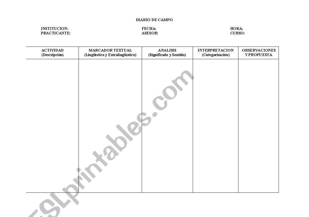 FORMATO DIARIO DE CAMPO (NOTE FIELD)