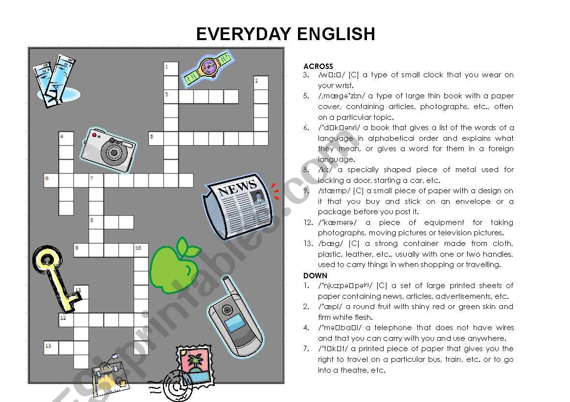 Everyday English Crossword worksheet