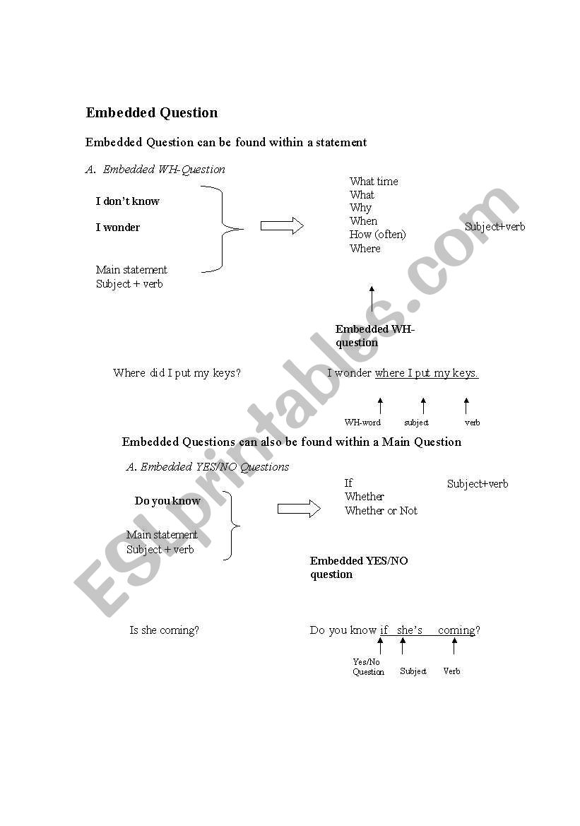 Embedded Questions  worksheet