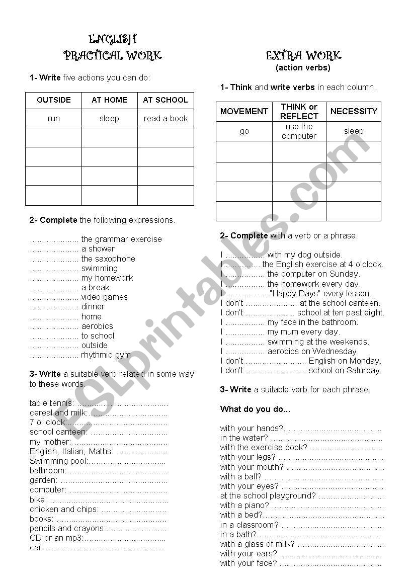 Practical Works (simple present)