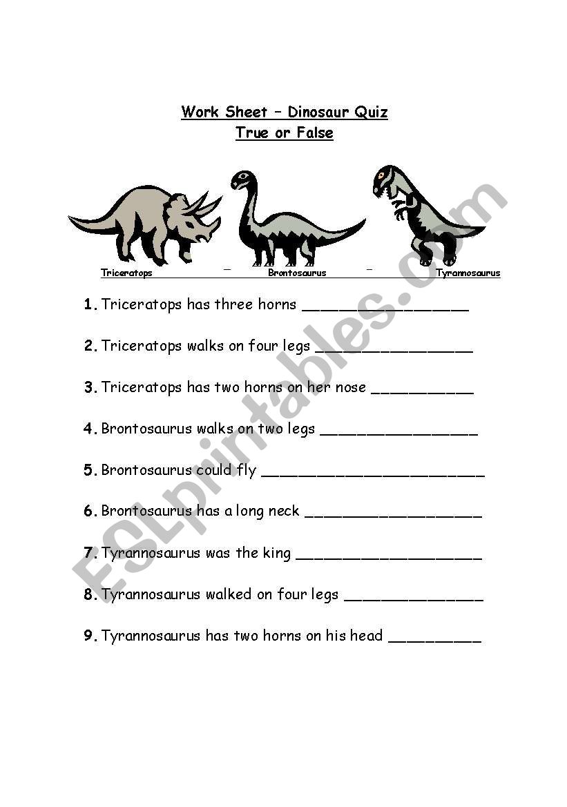 Dinosaur Quiz  worksheet