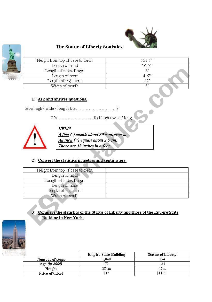 Statue of Liberty worksheet