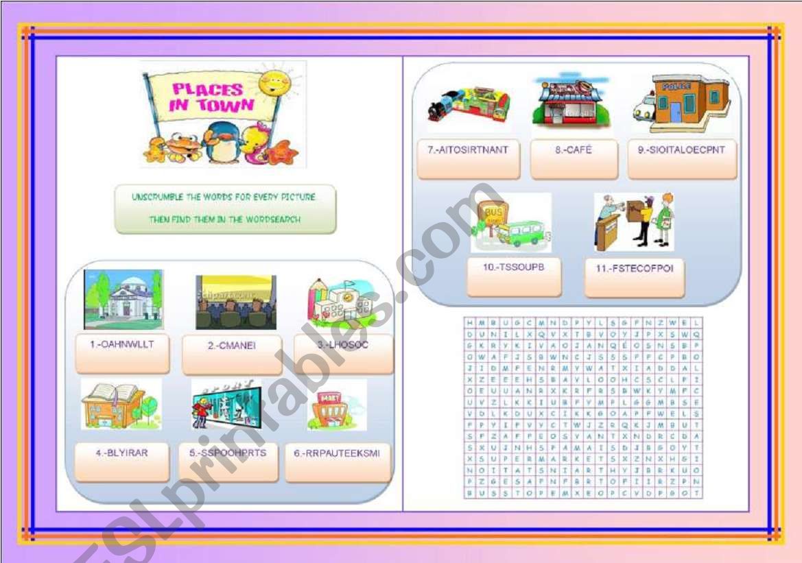 PLACES IN TOWN worksheet