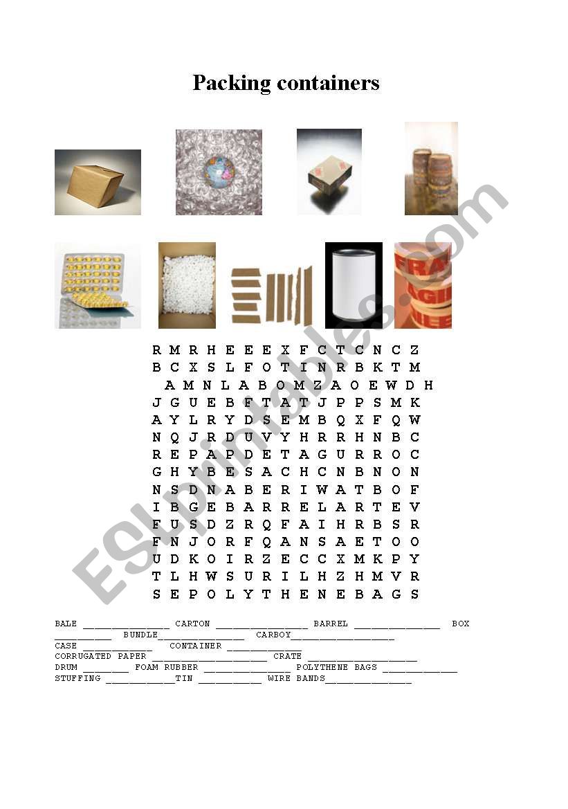 Packing containers worksheet