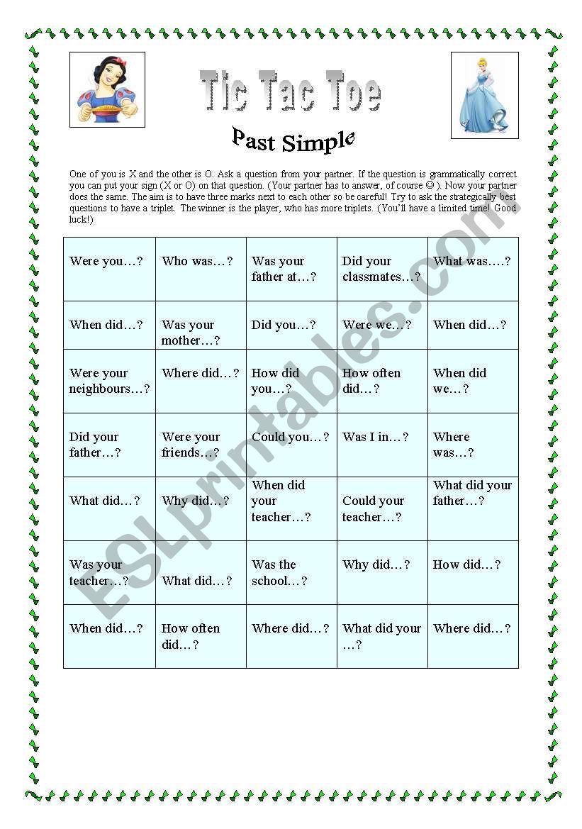 Tic Tac Toe - Past Simpe worksheet