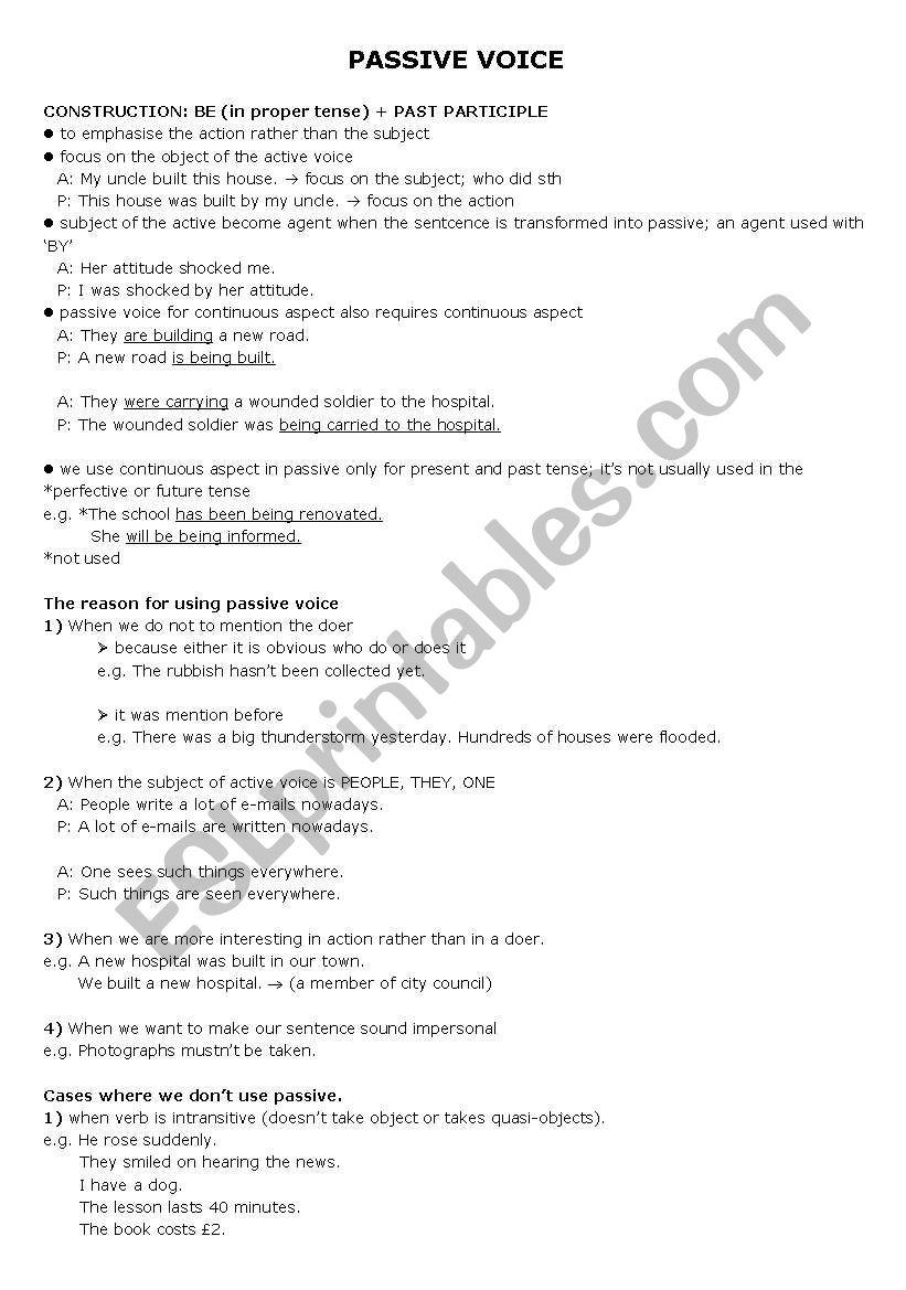 Passive Voice worksheet