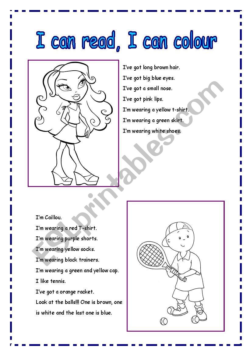 Read and colour worksheet