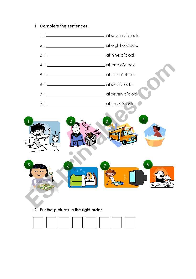 Daily routines worksheet