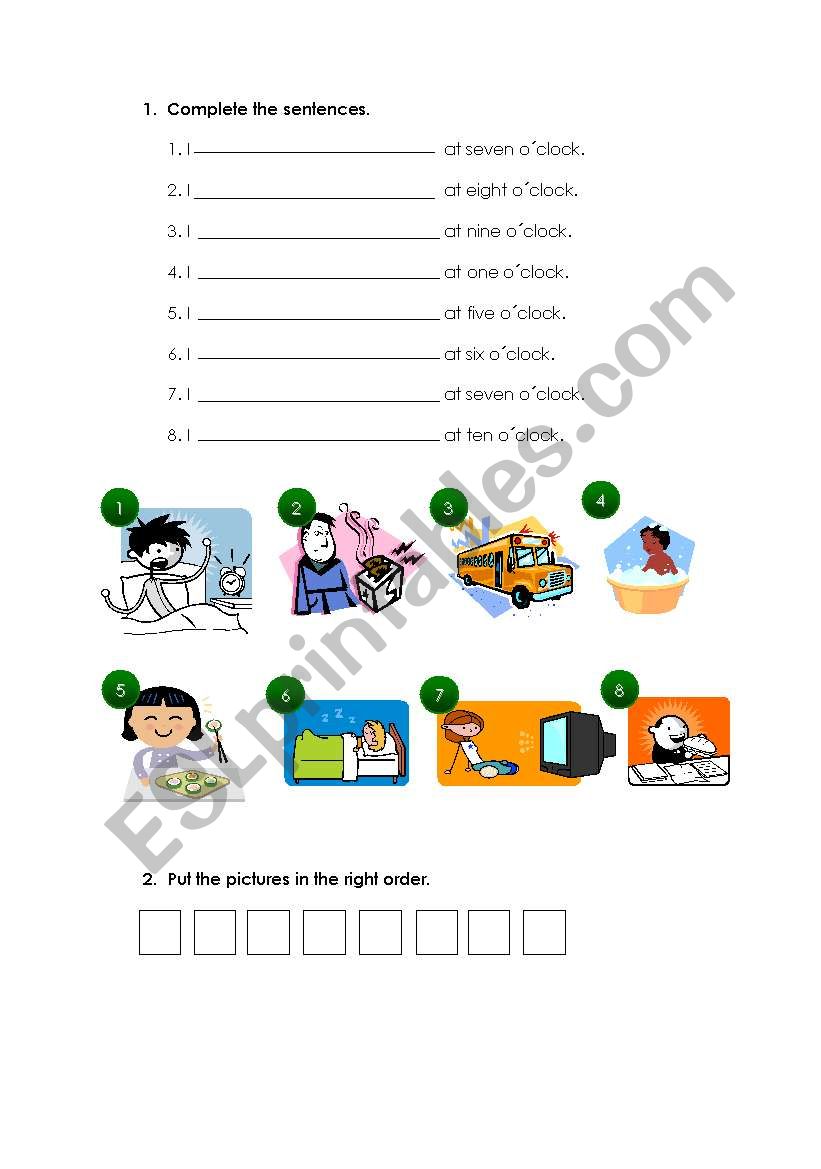 Daily routines worksheet