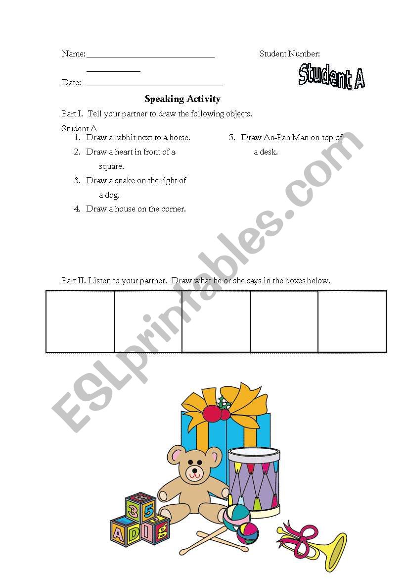 Preposition of Place-Pairwork Activity