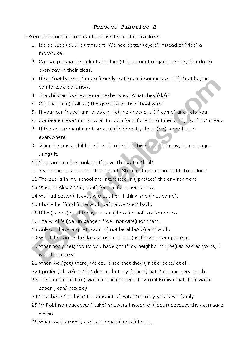 grammar exercises worksheet