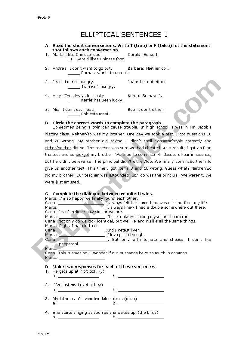 Elliptical Construction worksheet