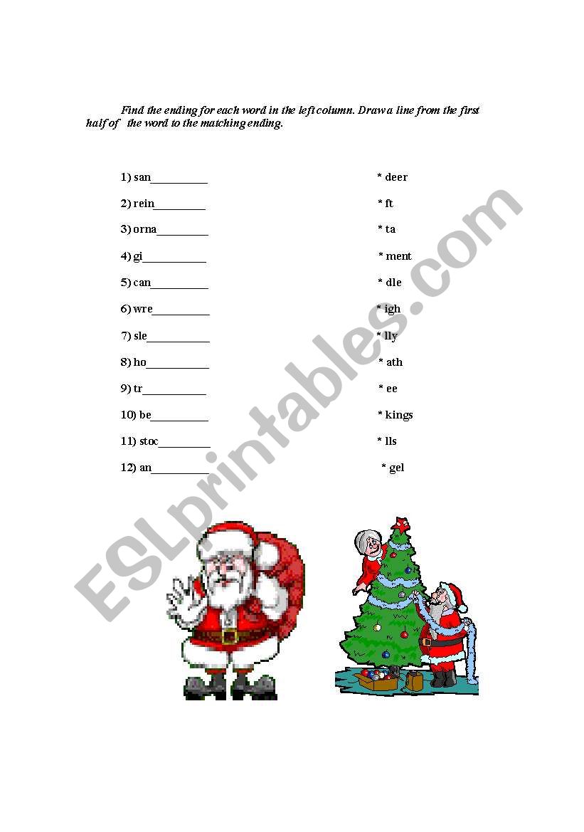 Christmas vocabularies worksheet