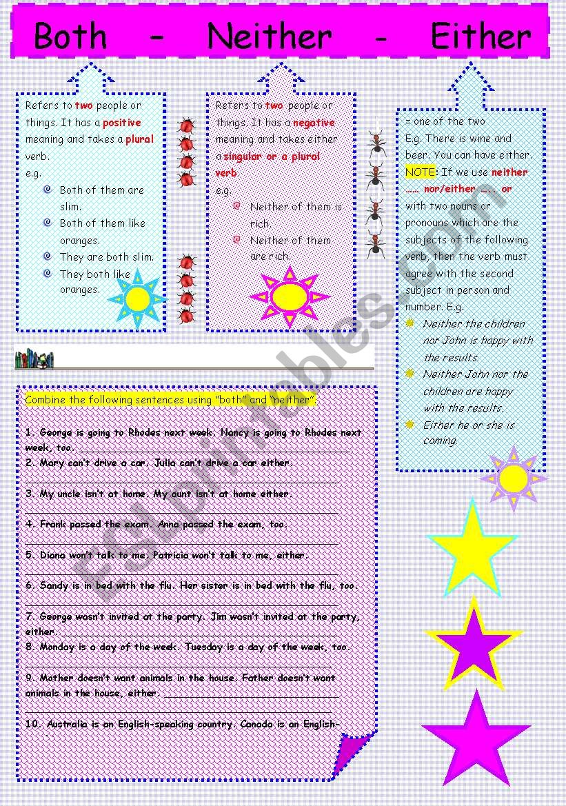 BOTH-NEITHER-EITHER worksheet