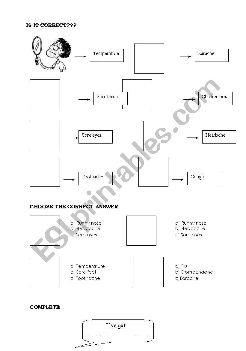 illnesses worksheet